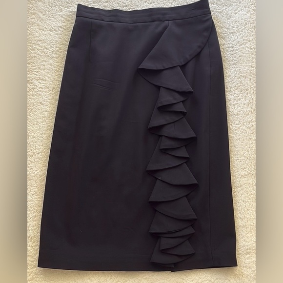 L.A.M.B. Navy Pencil Skirt With Cascade Ruffle - Picture 2 of 7